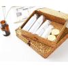 imageSeagrass Storage Basket Box with Lid Rectangular Woven Shelf Baskets Bins for Organize Snack Toys Set of 2 Natural DecorativeLargeSmallNatural