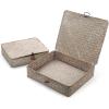 imageSeagrass Storage Basket Box with Lid Rectangular Woven Shelf Baskets Bins for Organize Snack Toys Set of 2 Natural DecorativeLargeSmallWhitewash