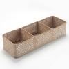 imageSeagrass Tank Basket for Toilet Paper 3 Sections Woven Storage Basket with Large Compartment Whitewash 165inch x 55inch x 35inchWhitewash