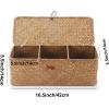 imageSeagrass Tank Basket with Lid Woven Toilet Roll Storage Basket with Sections Rectangular for Organize Snack Toys Tampon Large Compartment 165inch L x 55inch W x 55inch H NaturalNatural