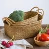imageSeagrass Woven Baskets for Storage Natural Shelf Basket with Handle for Organizer Stackable Oval Set of 3 LargeMediumSmallNatural