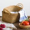 imageSeagrass Woven Baskets for Storage Natural Shelf Basket with Handle for Organizer Stackable Oval Set of 3 LargeMediumSmallNatural