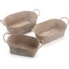 imageSeagrass Woven Baskets for Storage Natural Shelf Basket with Handle for Organizer Stackable Oval Set of 3 LargeMediumSmallWhitewash
