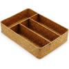 imageDECRAFTS Seagrass Storage Basket with Compartments Utensil Tray for Organization Silverware Flatware Rectangular Shelf Baskets with 4 Sections Natural