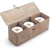 imageSeagrass Tank Basket with Lid Woven Toilet Roll Storage Basket with Sections Rectangular for Organize Snack Toys Tampon Large Compartment 165inch L x 55inch W x 55inch H NaturalWhitewash