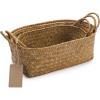 imageSeagrass Woven Baskets for Storage Natural Shelf Basket with Handle for Organizer Stackable Oval Set of 3 LargeMediumSmallNatural