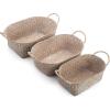 imageSeagrass Woven Baskets for Storage Natural Shelf Basket with Handle for Organizer Stackable Oval Set of 3 LargeMediumSmallWhitewash