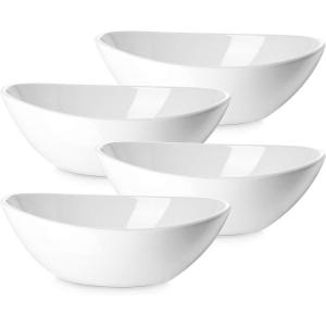 imageDOWAN 925quot Serving Bowls Large Oval Serving Dishes for Wedding and Dinner Parties 35 Oz for Salad Side Dishes Pasta Oval Shape Microwave ampamp Dishwasher Safe Set of 4 WhiteOval