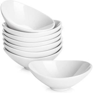 imageDOWAN White Cereal bowls 16 Ounces Ceramic Dessert Bowls Set of 6 Oval Ice Cream Bowls for Cereal Snack Dessert Pasta and Side Dish Microwave ampamp Dishwasher Safe Good Size for Garden Tea Parties3 Ounces