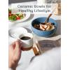 imageDOWAN 22 OZ White Ceramic Bowls Set of 4  Perfect for Soup Bowls for Kitchen Cereal Bowl Ramen Bowl Microwave Safe for Oatmeal FruitSalad and Rice Bowl  Dishwasher ampamp Microwave SafeAiry Blue
