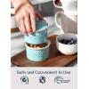 imageDOWAN Farmhouse 9 OZ Stacking Ceramic Salt and Pepper Bowls with Lid Turquoise Set of 2