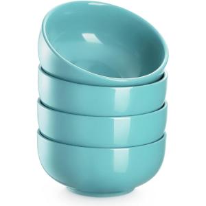 imageDOWAN 22 OZ White Ceramic Bowls Set of 4  Perfect for Soup Bowls for Kitchen Cereal Bowl Ramen Bowl Microwave Safe for Oatmeal FruitSalad and Rice Bowl  Dishwasher ampamp Microwave SafeTurquoise