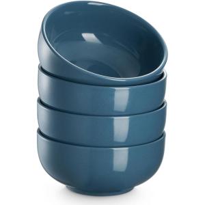 imageDOWAN 22 OZ White Ceramic Bowls Set of 4  Perfect for Soup Bowls for Kitchen Cereal Bowl Ramen Bowl Microwave Safe for Oatmeal FruitSalad and Rice Bowl  Dishwasher ampamp Microwave SafeAiry Blue