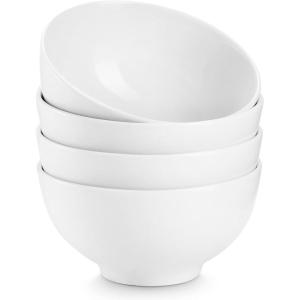 imageDOWAN 22 OZ White Ceramic Bowls Set of 4  Perfect for Soup Bowls for Kitchen Cereal Bowl Ramen Bowl Microwave Safe for Oatmeal FruitSalad and Rice Bowl  Dishwasher ampamp Microwave SafeWhite