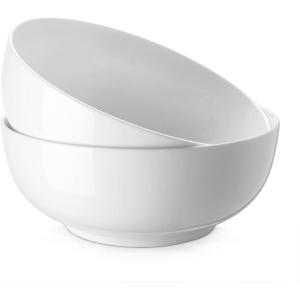 imageDOWAN Serving Bowls 95quot Large Salad Bowls for Entertaining Side Dishes Pho Pasta Centerpiece Bowls for Dinner Parties Kitchen Decor Microwave ampamp Dishwasher Safe White8 inches