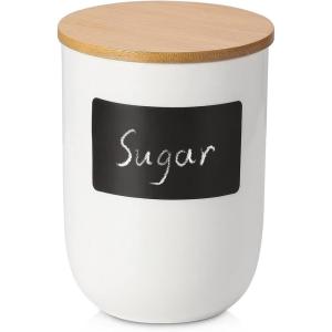 imageDOWAN Coffee Canister for Ground Coffee 60 OZ 1800 ML Kitchen Canisters with Airtight Lid ampamp Chalkboard Farmhouse White Ceramic Canisters Food Storage Containers for Coffee Sugar Tea Salt