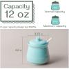 imageDOWAN Sugar Bowl with Lid and Spoon12OZ Ceramic Sugar Holder for Coffee Bar Countertop Sugar and Creamer Bowl Kitchen Accessories and Decor TealTeal