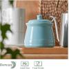 imageDOWAN Sugar Bowl with Lid and Spoon12OZ Ceramic Sugar Holder for Coffee Bar Countertop Sugar and Creamer Bowl Kitchen Accessories and Decor TealTeal