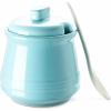 imageDOWAN Sugar Bowl with Lid and Spoon12OZ Ceramic Sugar Holder for Coffee Bar Countertop Sugar and Creamer Bowl Kitchen Accessories and Decor TealTeal
