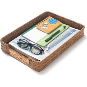 imageSeagrass Letter Tray for A4 File Woven Desk Tray Organizer for Paper Folder Mail Document Magazine Storage Basket for Office