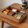 image:imageSeagrass Tea Bag Organizer Tray 4 Sections Coffee Sugar Packet Holder Divided Storage Basket for Drawer Shelf Countertop