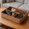 image:imageSeagrass Tea Bag Organizer Tray 4 Sections Coffee Sugar Packet Holder Divided Storage Basket for Drawer Shelf Countertop